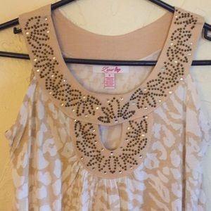 Tan, leopard print, rhinestone tank.